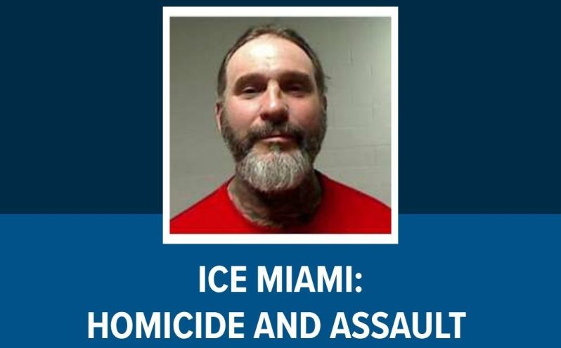 Roberto Mosquera's mugshot on a flyer. He has a white beard and wears a red shirt.