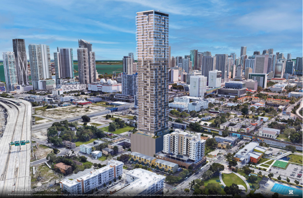 A rendering of a 56-story tower slated for Miami's Overtown neighborhood.