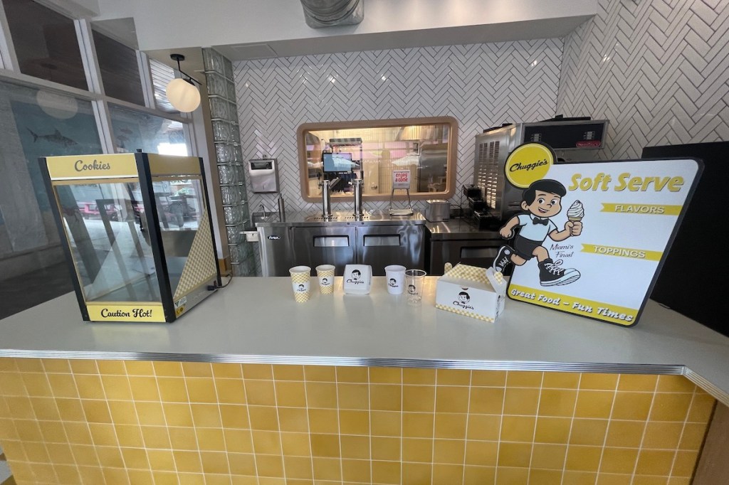 interior diner with yellow tiles