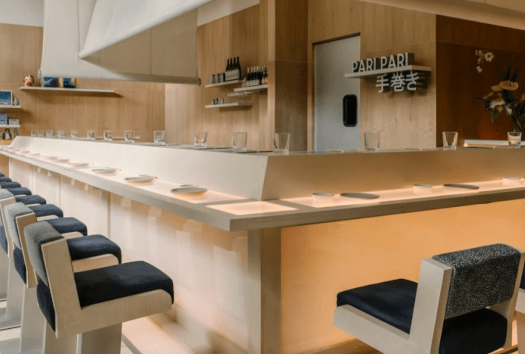 a clean and modern dining room for sushi