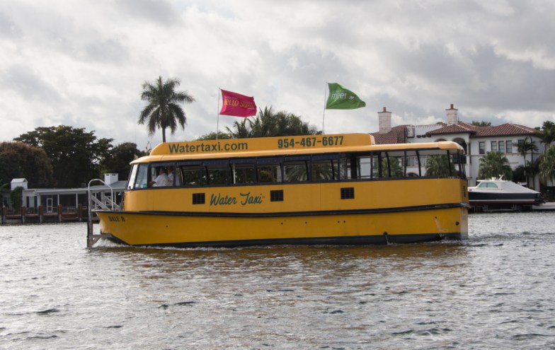 A yellow water taxi