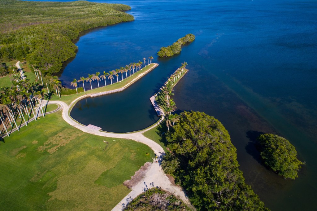 Drone photo of Miami's Deering Estate on the bay