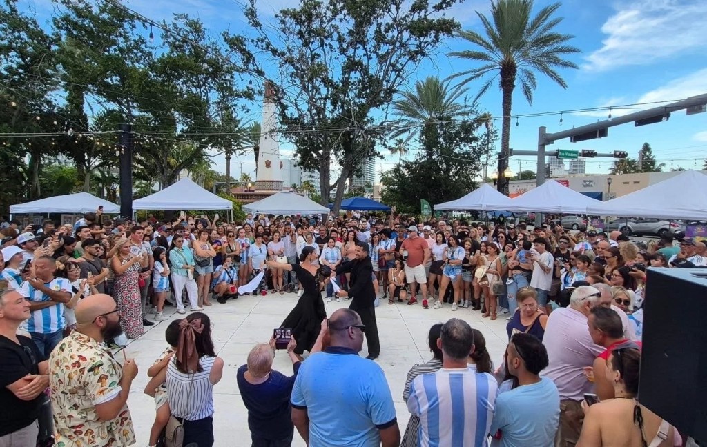 People Dancing in an outdoor venue in Miami