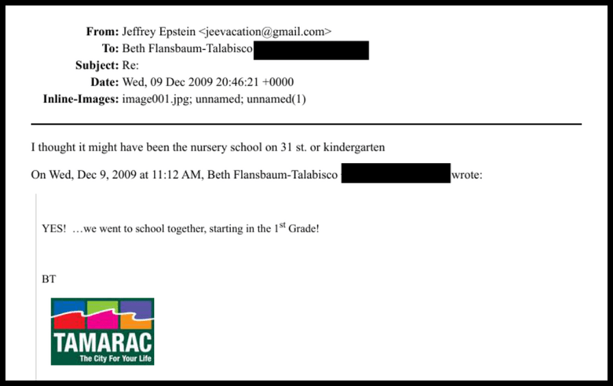 Screenshots of emails between Jeffrey Epstein and Beth Talabisco.