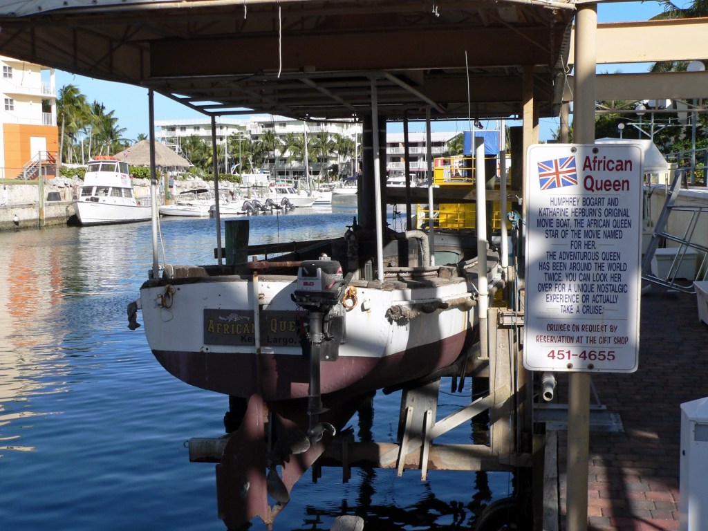photo of the boat from the 1951 film 'The African Queen' docked in Key Largo