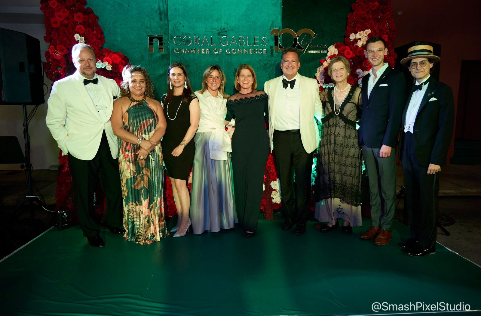 Group photo from the Coral Gables Chamber of Commerce Gala featuring Dariel Gonzalez, Richard Lara, and Rhonda Aderson.