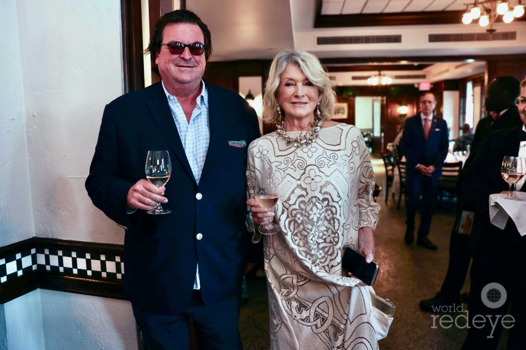 photo of Sacha Lichine and Martha Stewart posing together in formalwear at a party