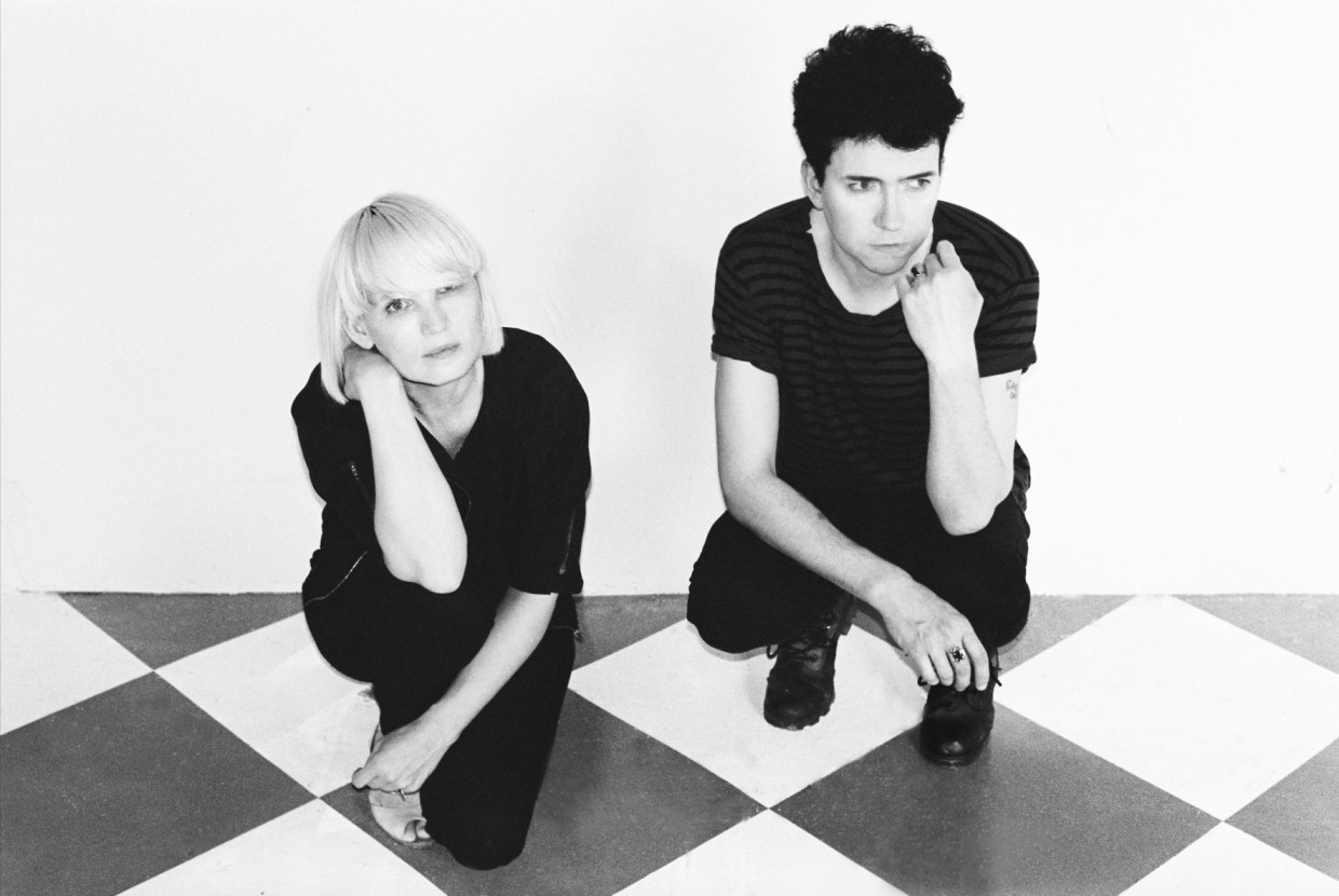 Black and white photo of the two members of the Raveonettes.