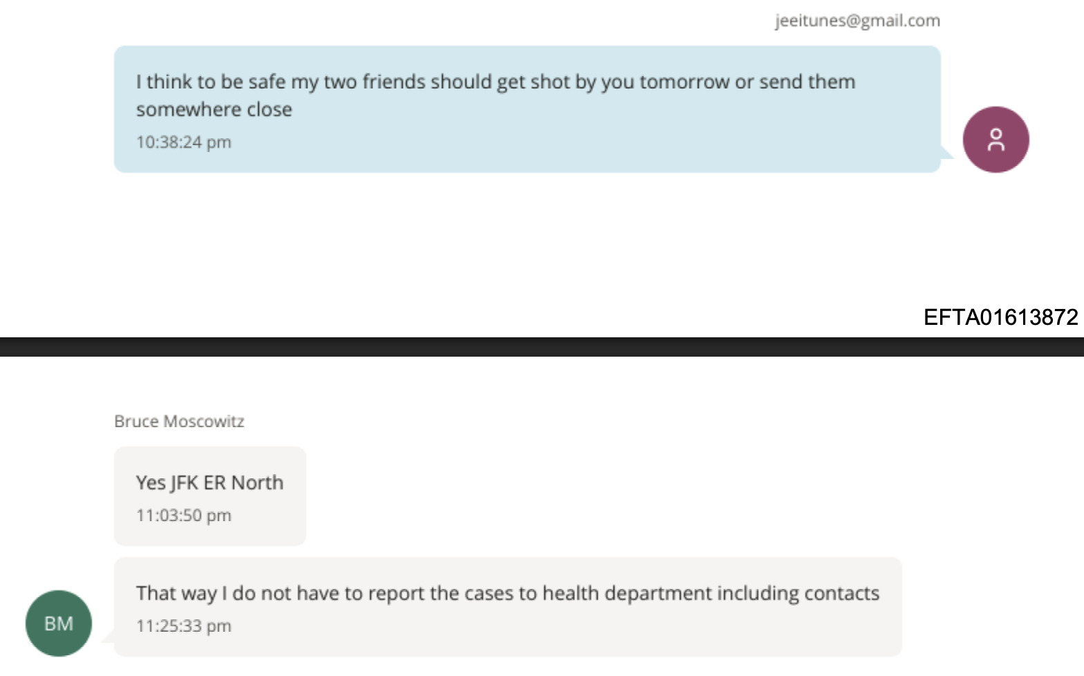 A text exchange about gonorrhea treatment