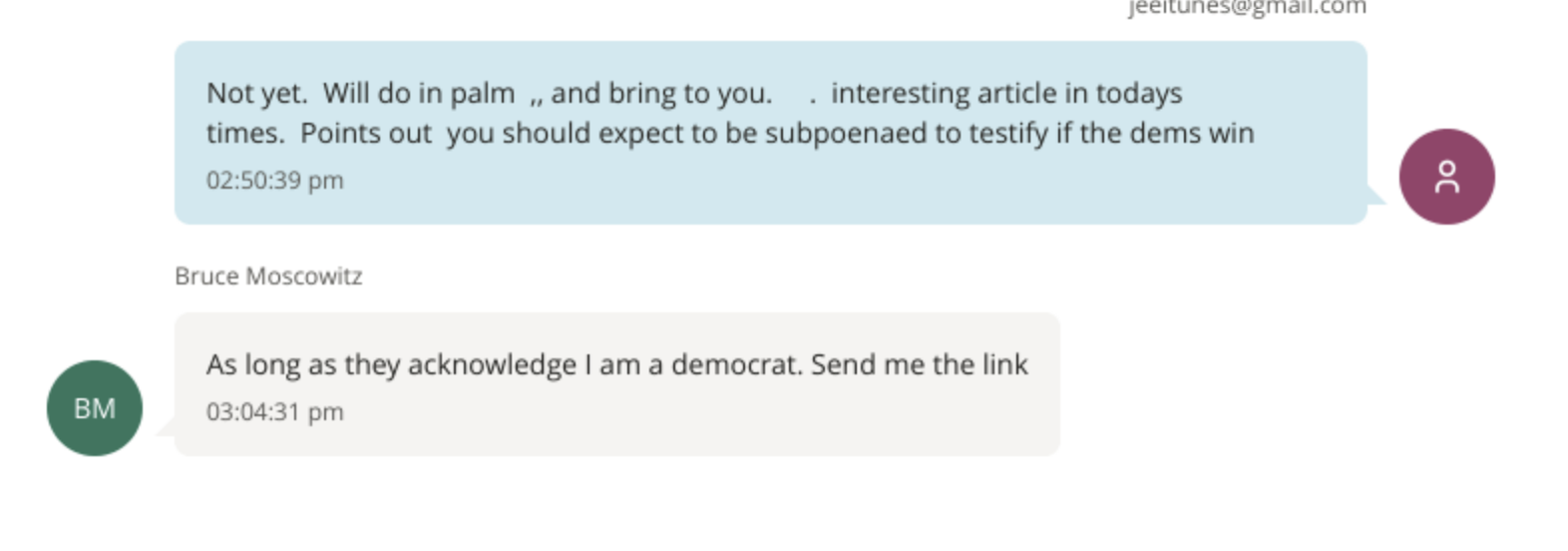 text exchange between Jeffrey Epstein and his doctor, Bruce Moskowitz