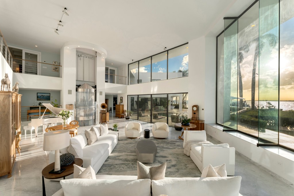 The glass elevator remains in place