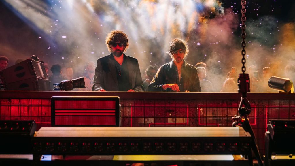 Photo of Justice performing in Miami during Music Week. 