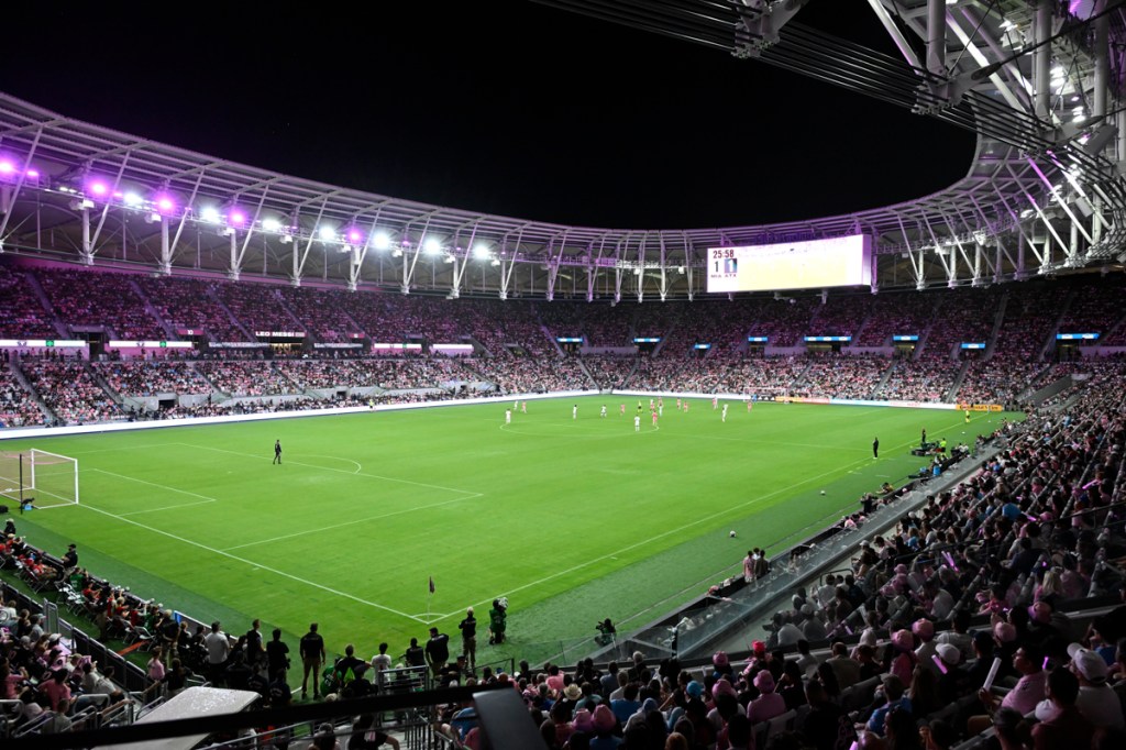 photo of a packed Nu Stadium in Miami at night