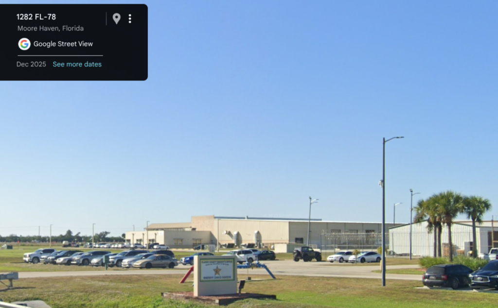 A screenshot from Google Maps of a detention center in Moore Haven, Florida.
