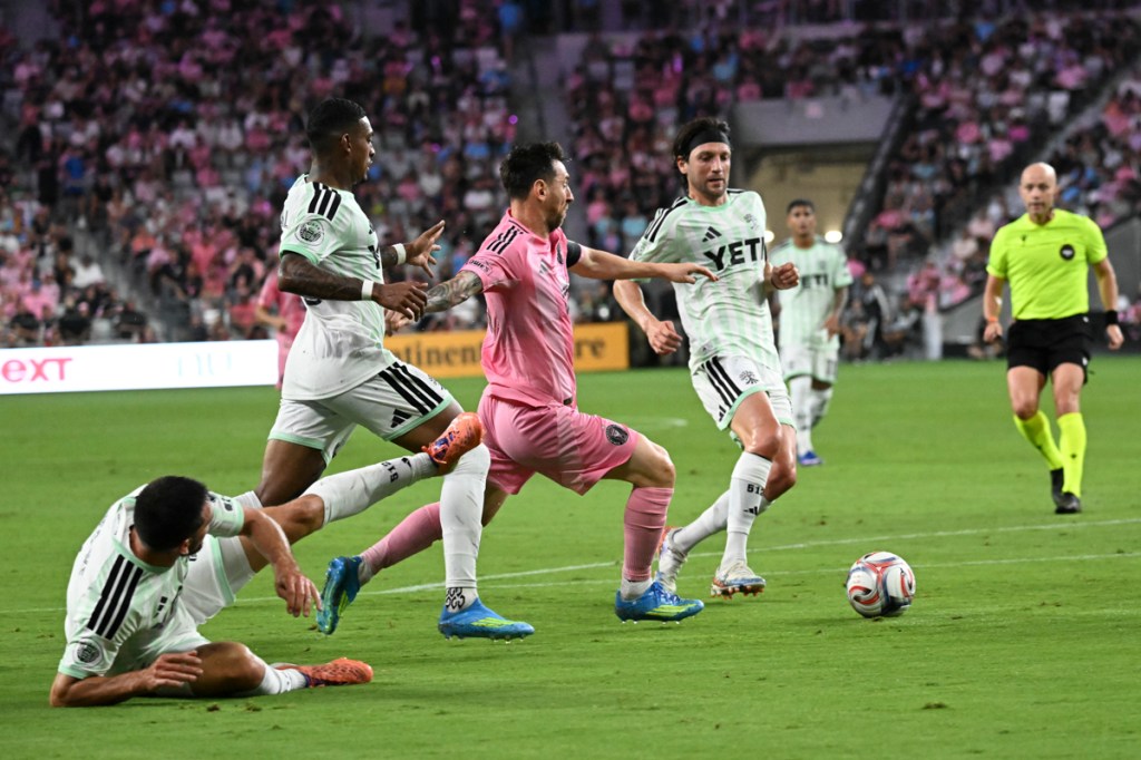 photo of Inter Miami playing against Austin FC on the field at Nu Stadium in Miami