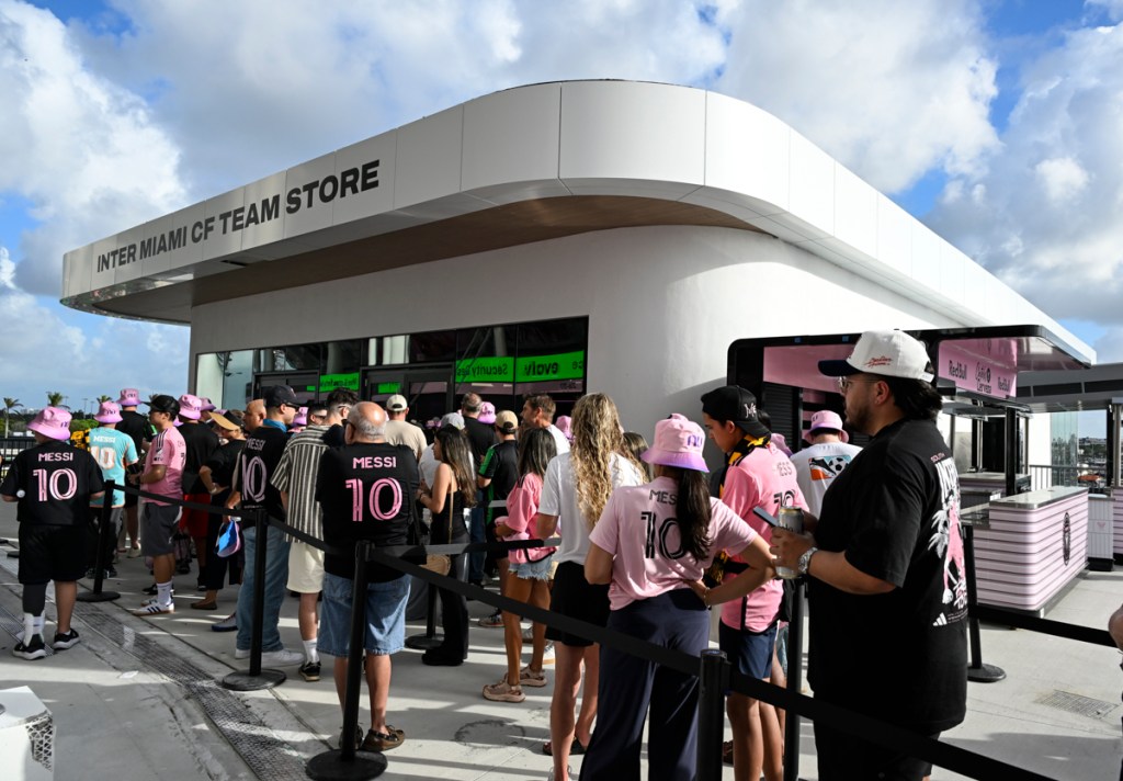 photo of fans waiting outside the Inter Miami CF Team Store inside Miami Freedom Park