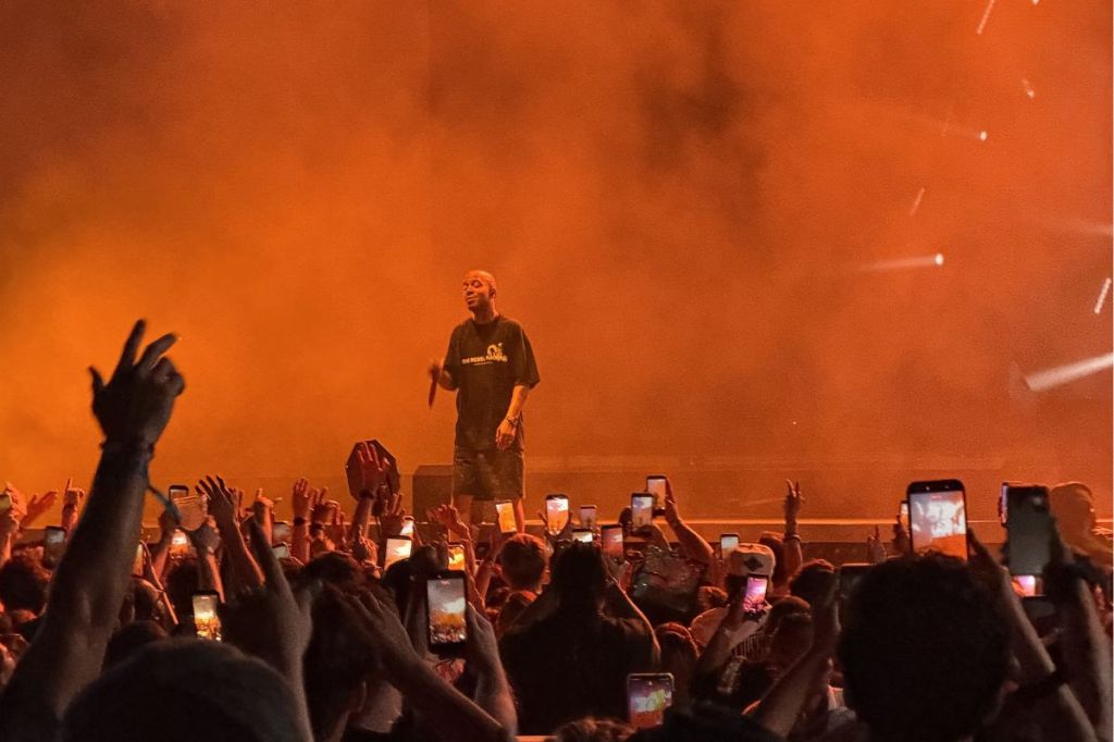 Photo of Kid Cudi performing on stage in South Florida.