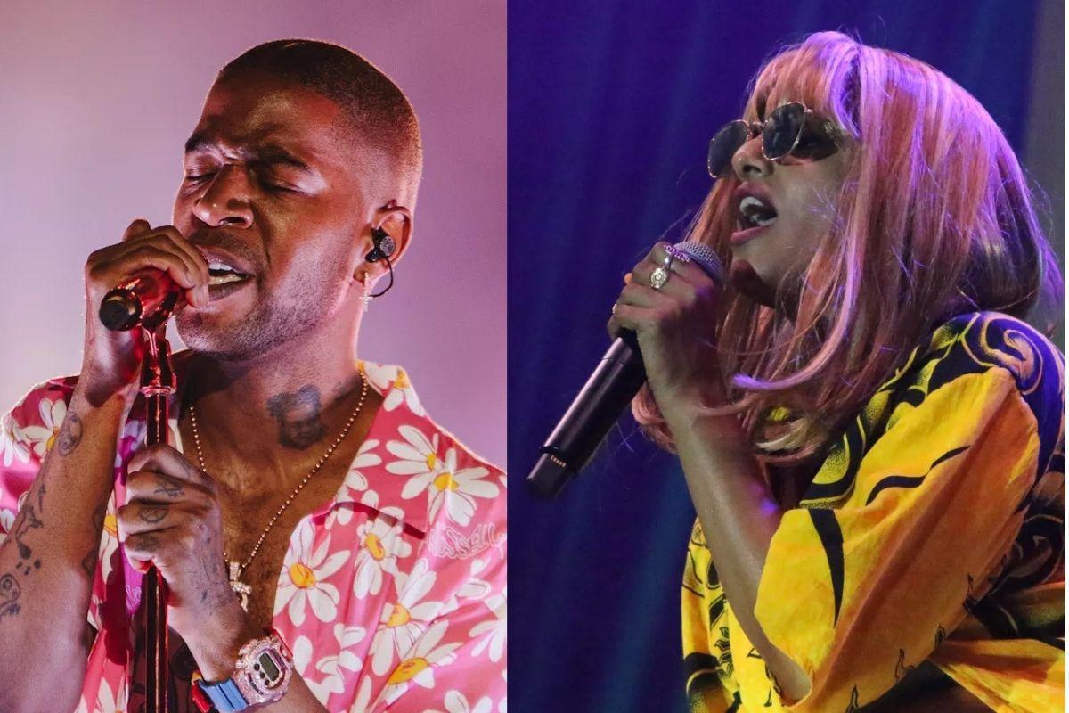 Collage of Kid cudi and M.I.A singing.