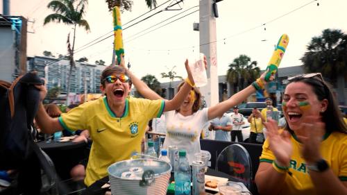 Brazil and Scotland fans turn Miami into a party