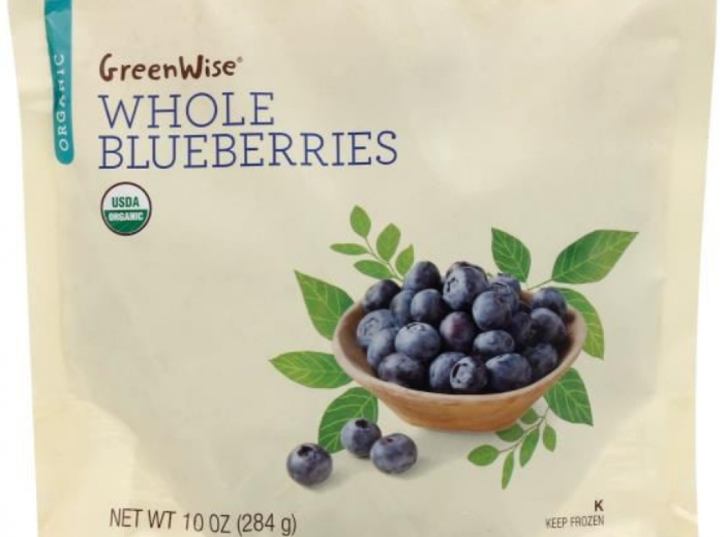 beige bag of frozen whole blueberries
