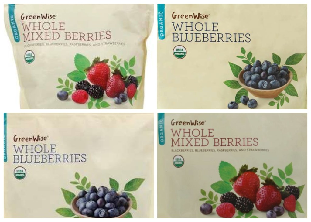 four beige bags of produce