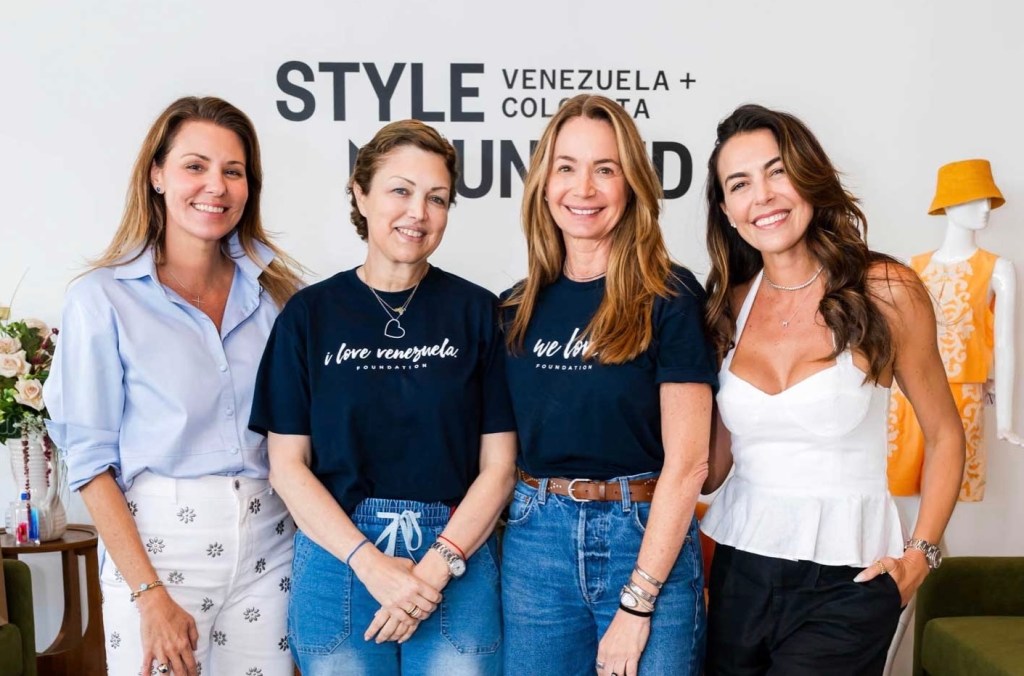 photo of four women posing in front of a wall reading "Style Venezuela + Colombia"