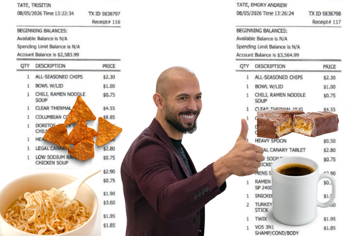 DOJ Produces Commissary Receipts Contradicting Andrew Tate's Miami Jail Claims — Miami-Dade