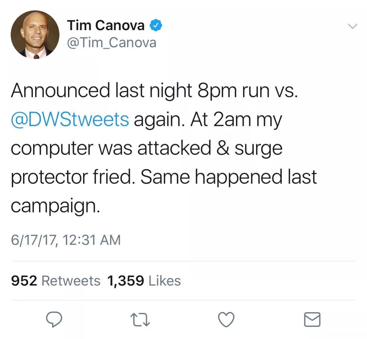 Tim Canova Deletes Tweet Implying Debbie Wasserman Schultz Fried His Surge Protector