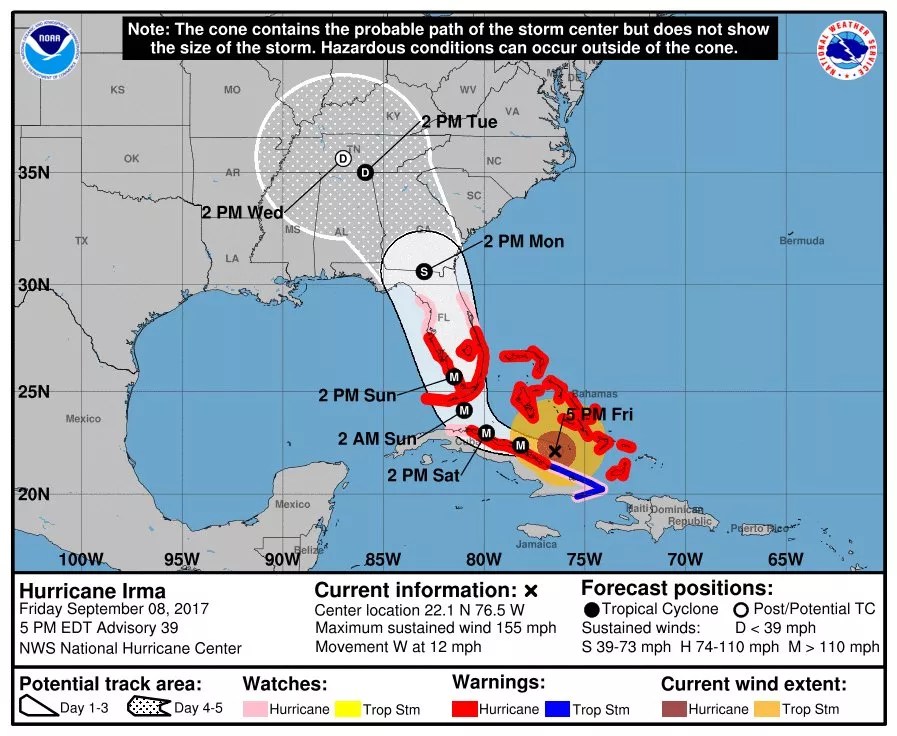 Irma Now Projected to Slam Florida Keys, Southwest Coast, but Miami Threats Remain