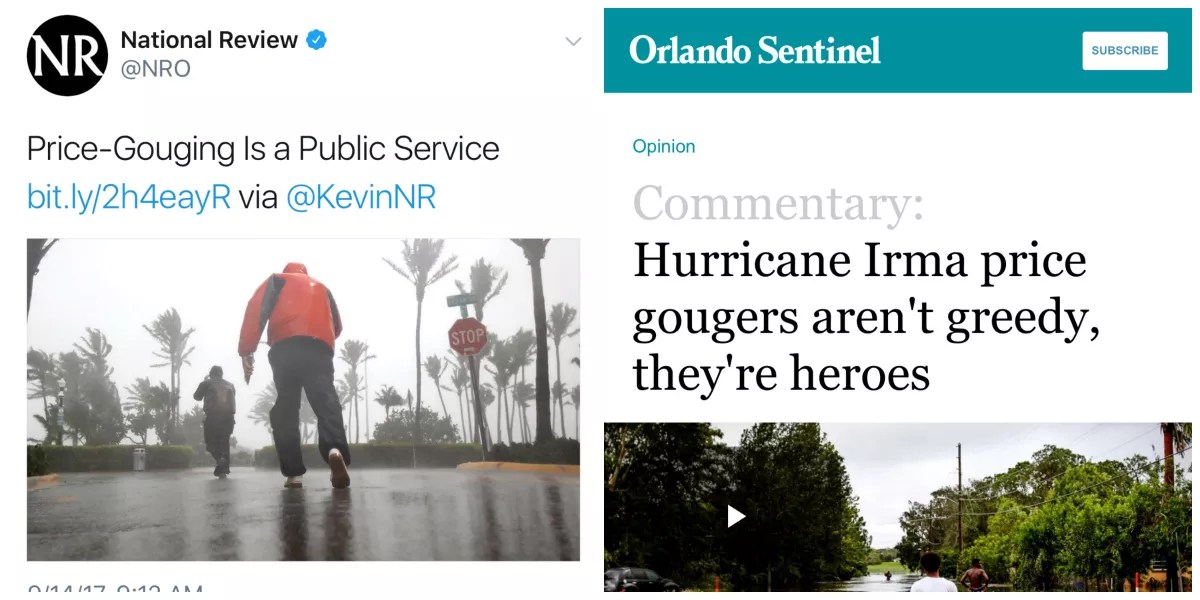 If One More Person Says Hurricane Price-Gouging Is Good, We’re Going to Lose It