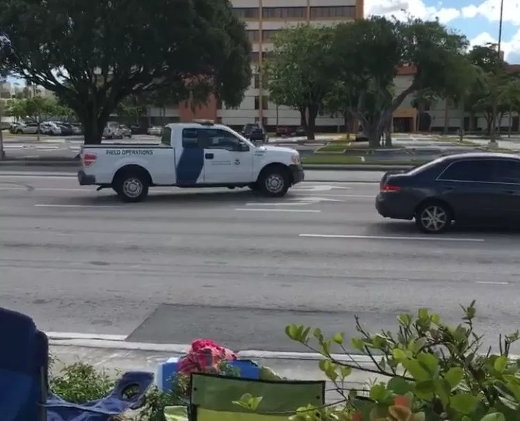 Border Protection Truck Showed Up at a DACA Protest Outside Marco Rubio’s Office Today
