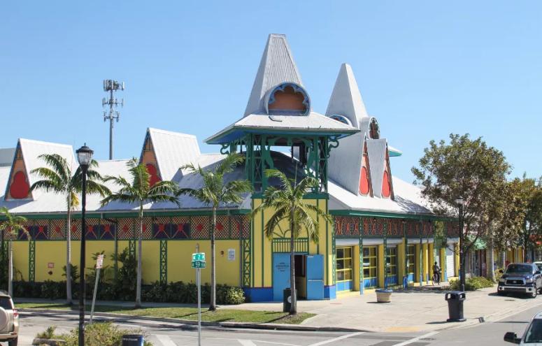 a colorful building with several vaulted ceilings