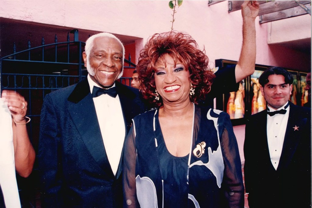 Photo of Celia Cruz and her husband in 1996.