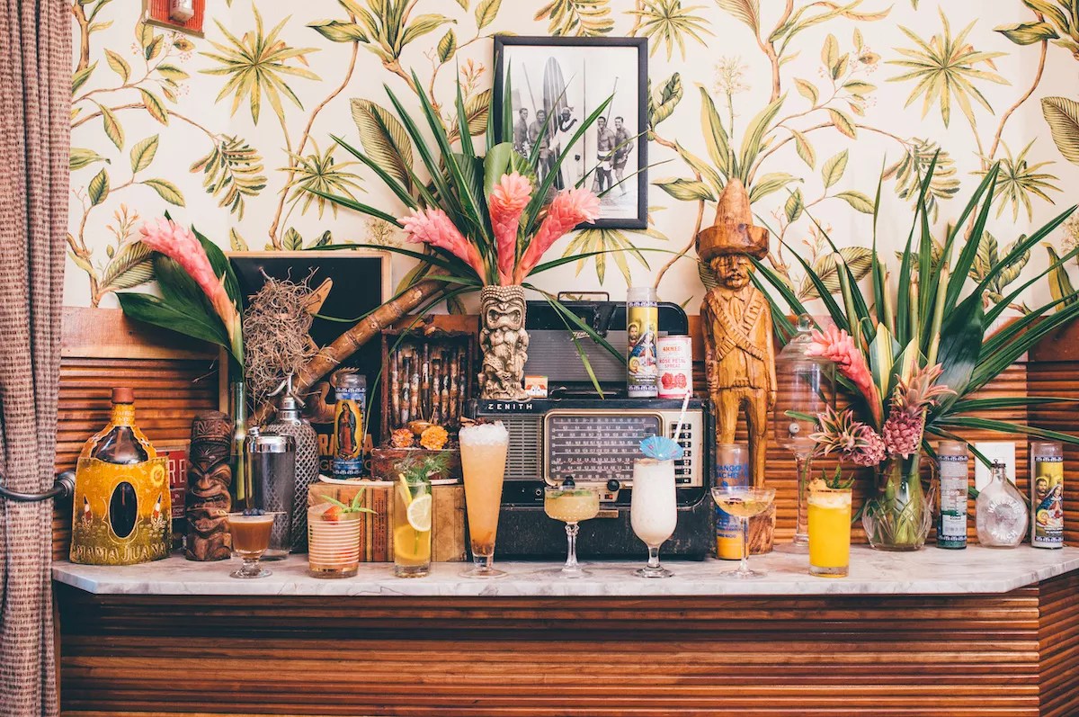 a bar with objects