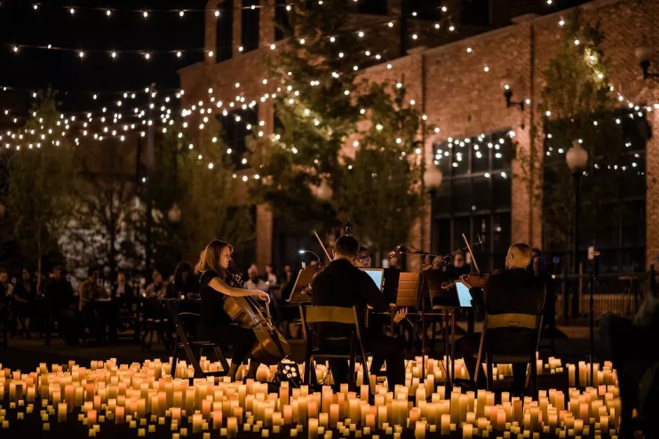 String quartet perform by candlelight