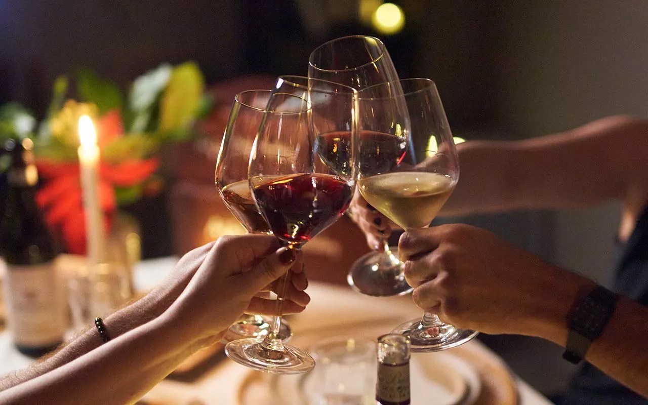Wine glasses with hands