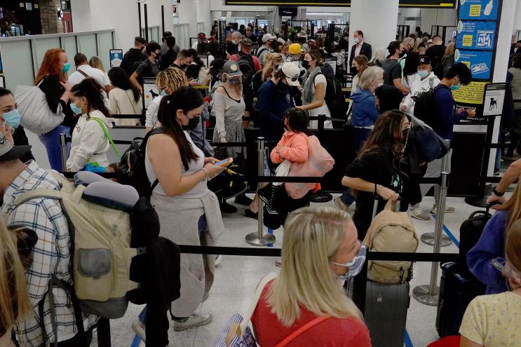 travelers in an airport