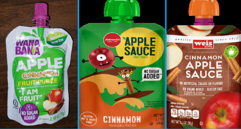 The FDA released pictures of WanaBana's brightly colored  applesauce pouches to help consumers identify the recalled products.