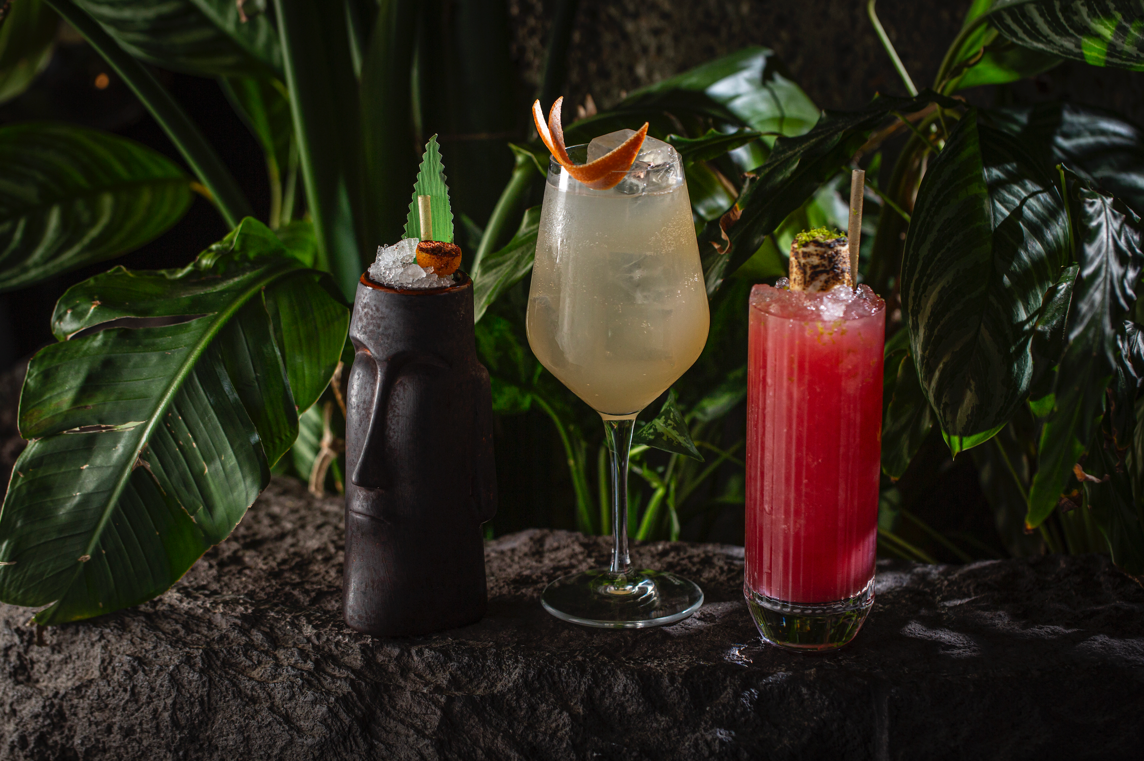 An array of tropical drinks