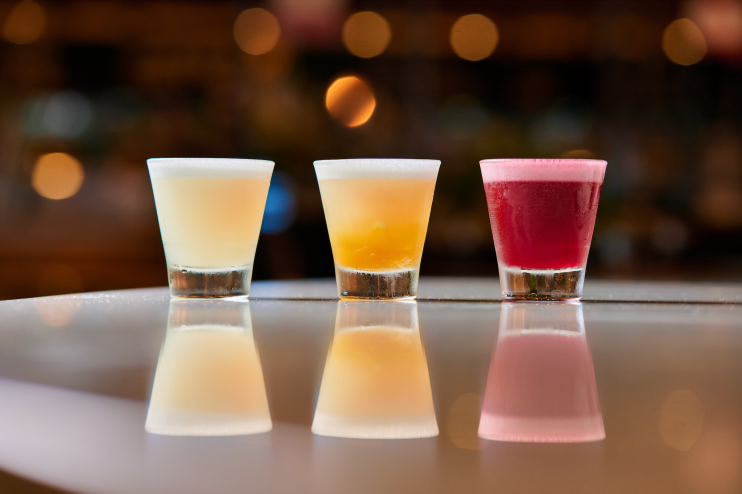 A flight of cocktails