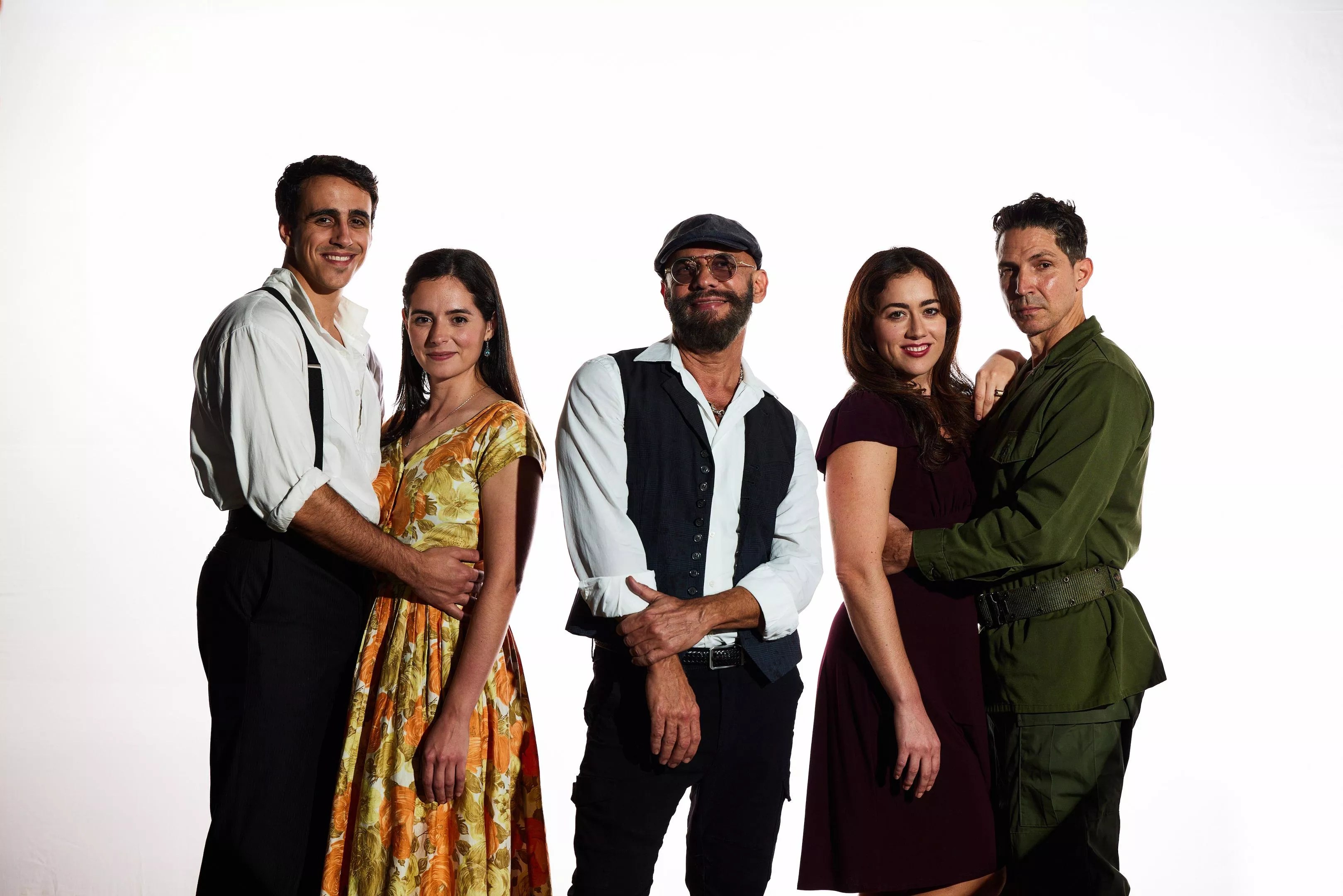 The cast of Two Sisters and a Piano with playwright Nilo Cruz