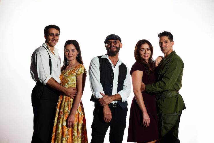 The cast of Two Sisters and a Piano with playwright Nilo Cruz