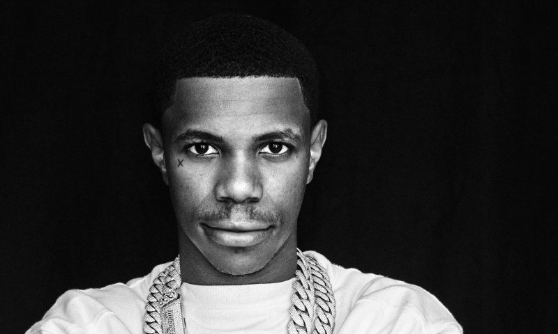 Black-and-white image of A Boogie Wit Da Hoodie