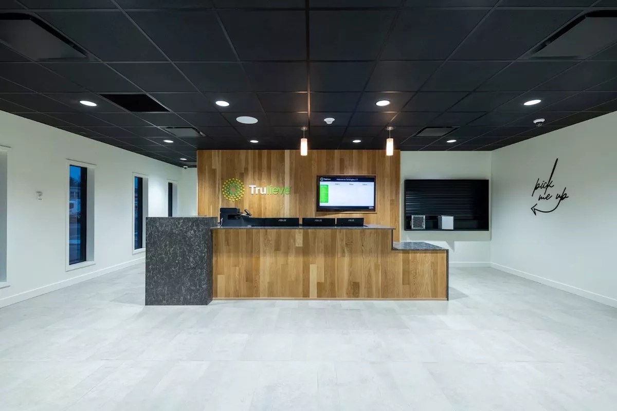 A sleek Trulieve store lobby with modern fixtures
