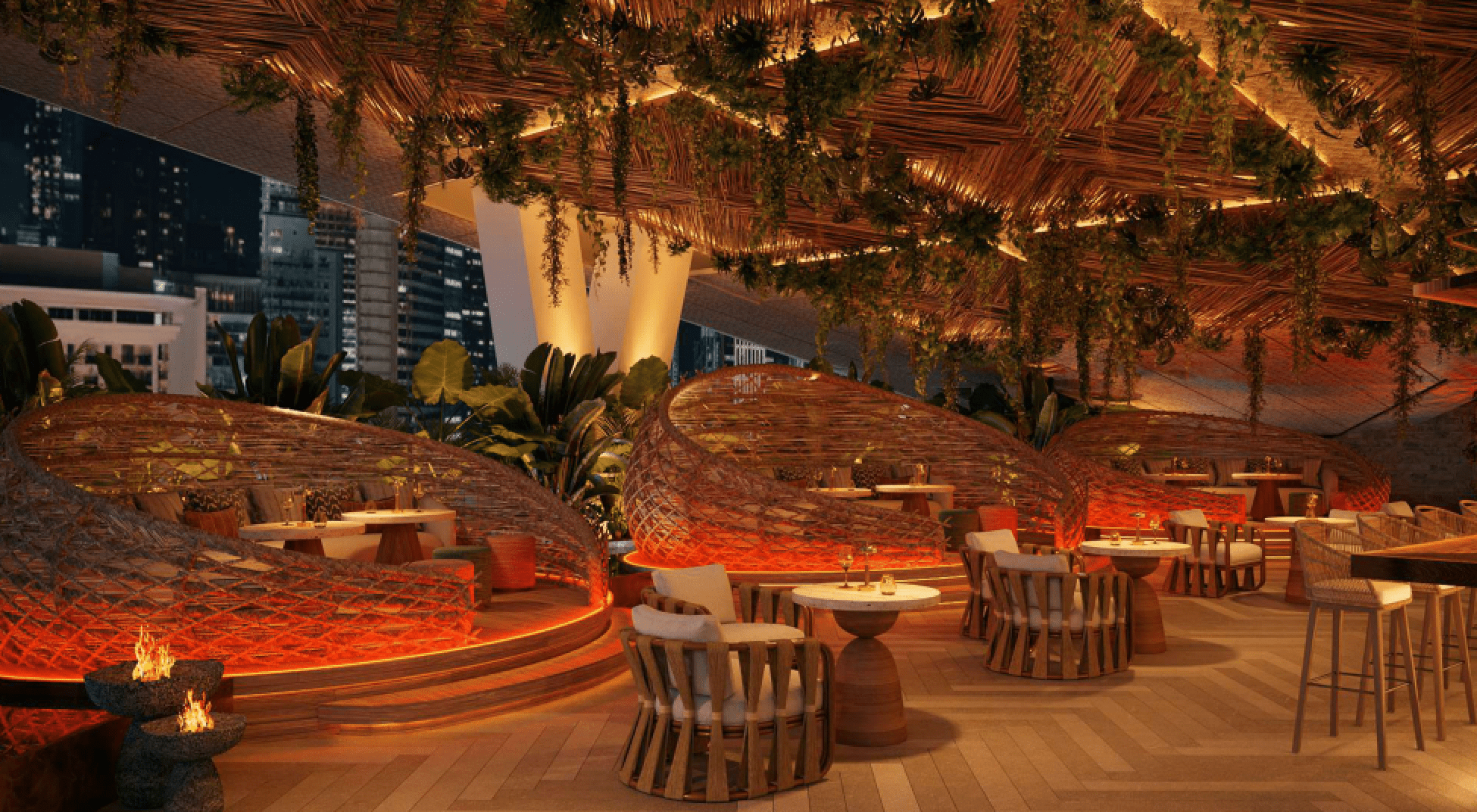 A tropical dining room