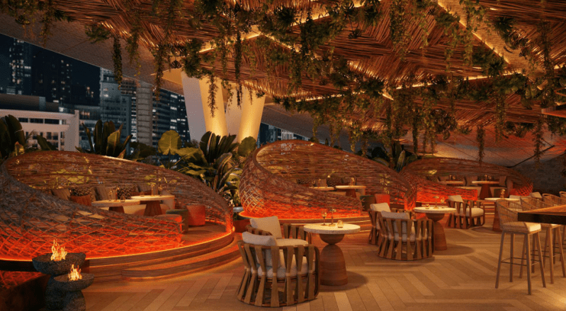 A tropical dining room