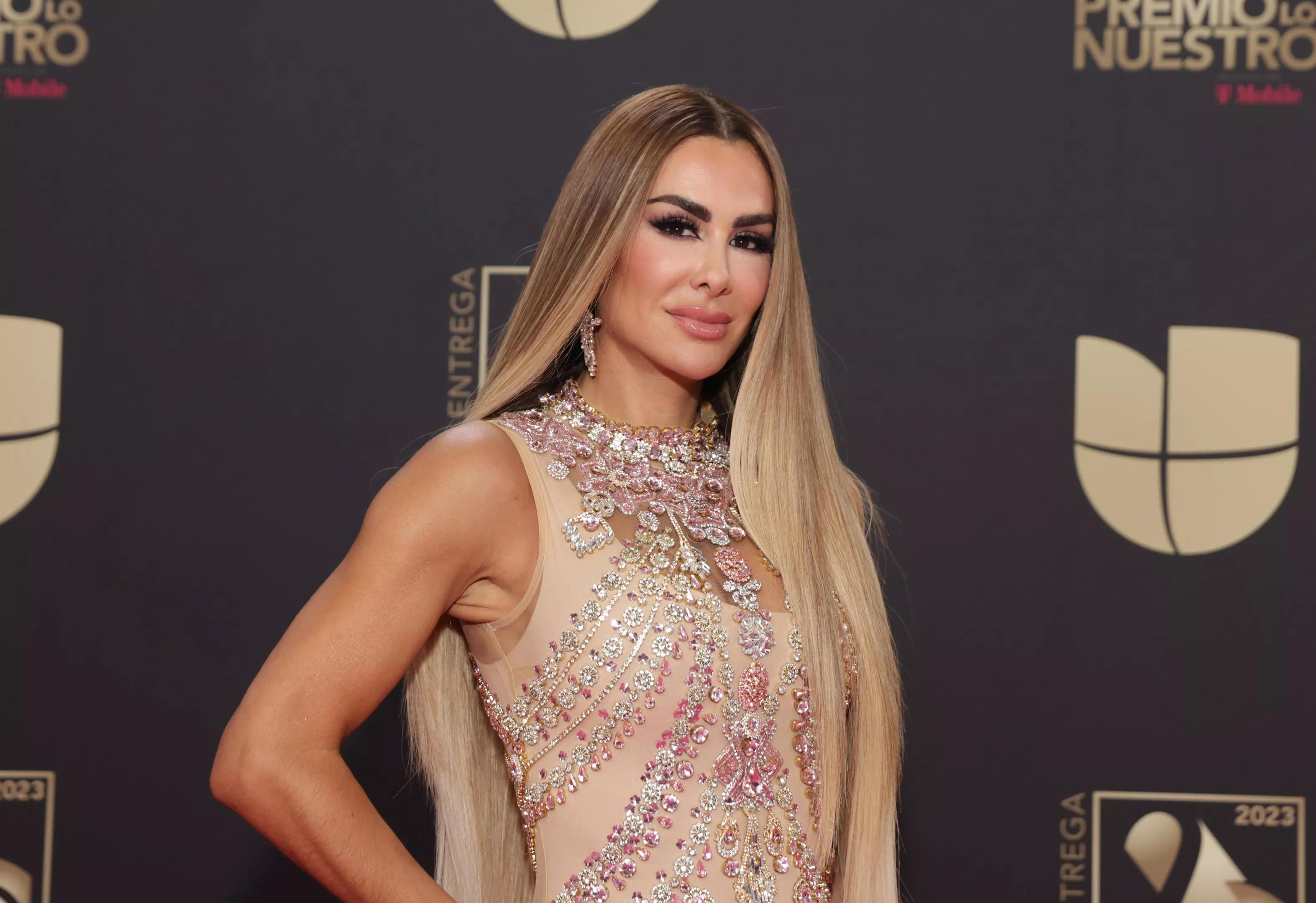 Telenovela star Ninel Conde poses in a glamorous dress
