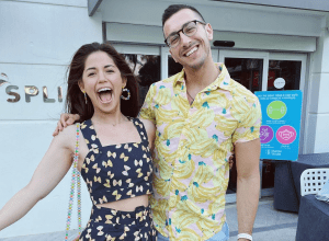 A woman and a man posing for a photo