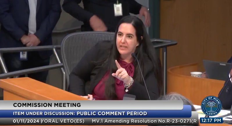 Miami city attorney Vicky Méndez speaks during commission meeting on January 8.