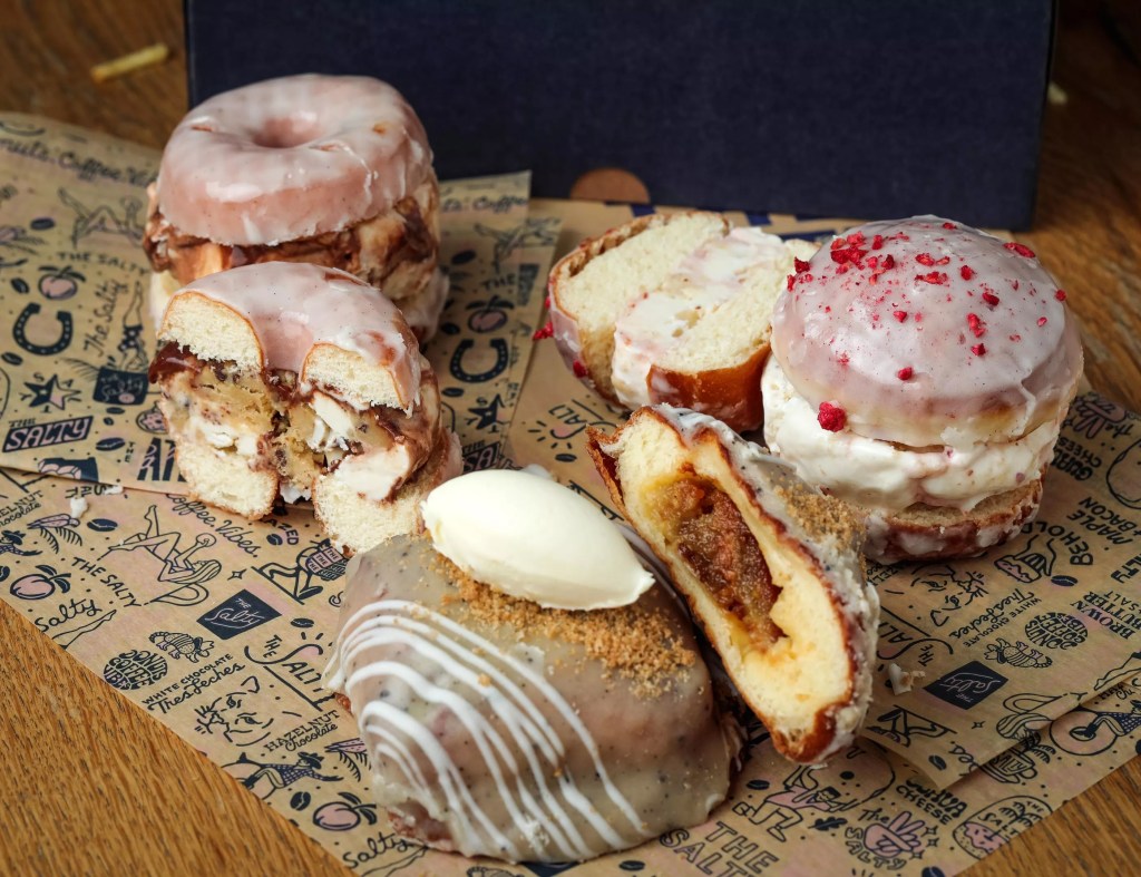 Doughnuts on a table